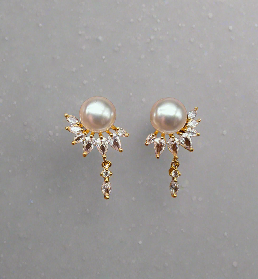 Pearl Flower Drop Earrings