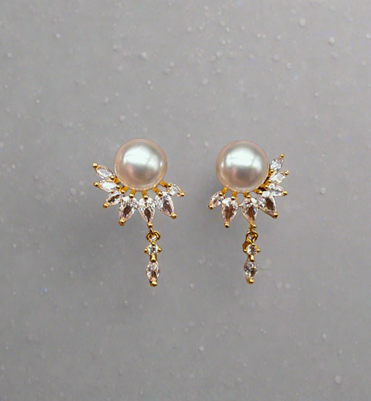Pearl Flower Drop Earrings