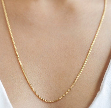 Gold-plated rope chain necklace, classic style