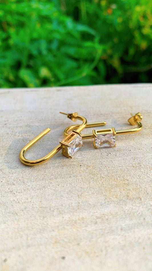 Long Crystal Hoops
