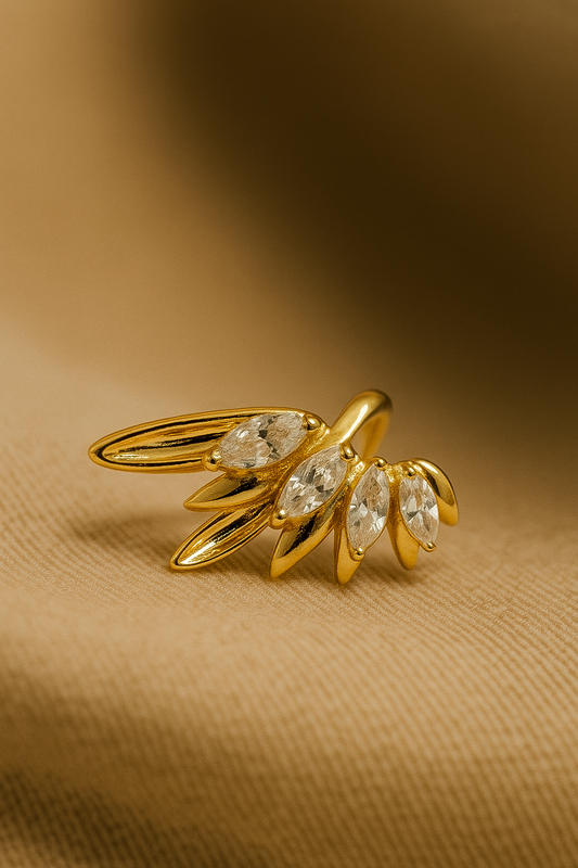 Crystal Feather Ear Cuff